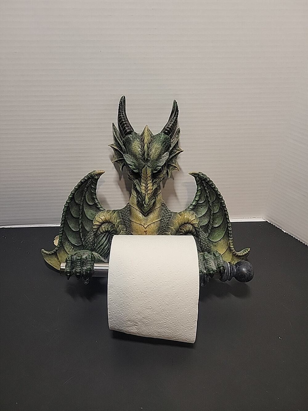 Medieval Gothic Dragon Guardian Sculptural Bathroom Toilet Tissue Holder NEW